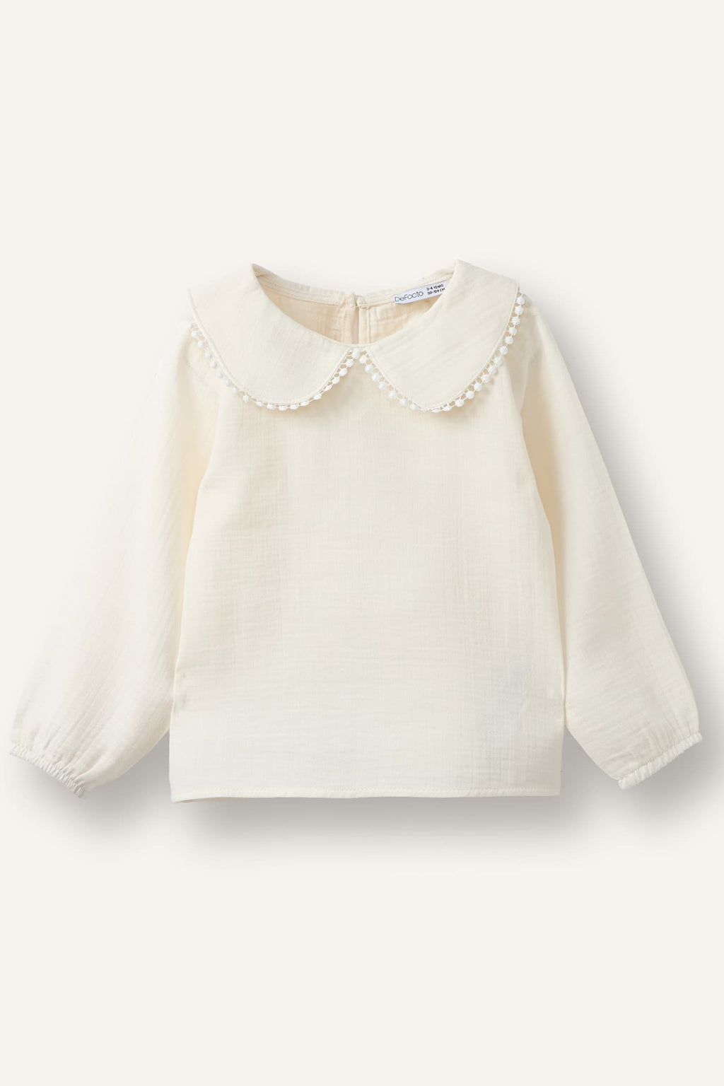 100% Cotton Muslin Long Sleeve Ecru Shirt Baby Girl