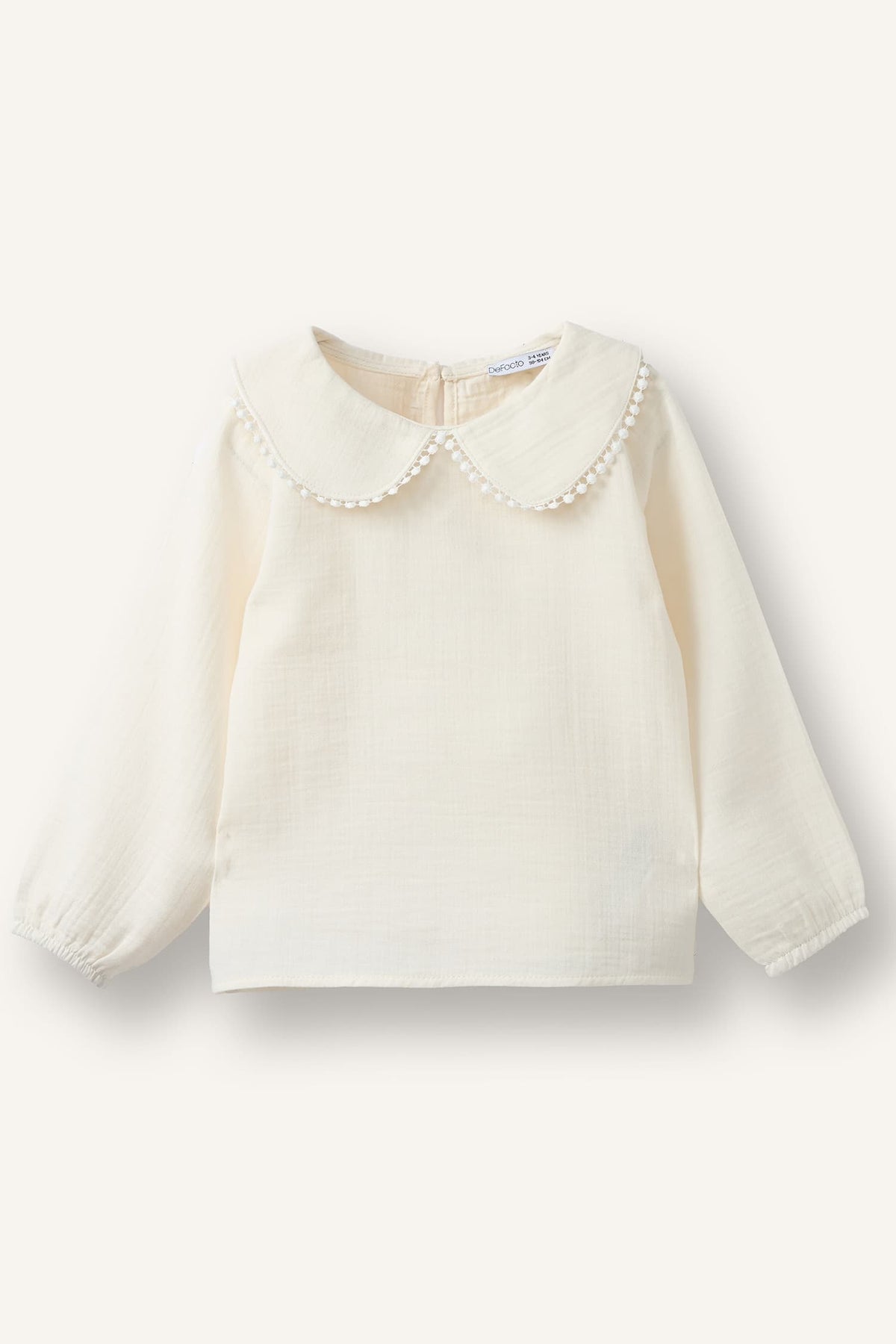 100% Cotton Muslin Long Sleeve Ecru Shirt Baby Girl
