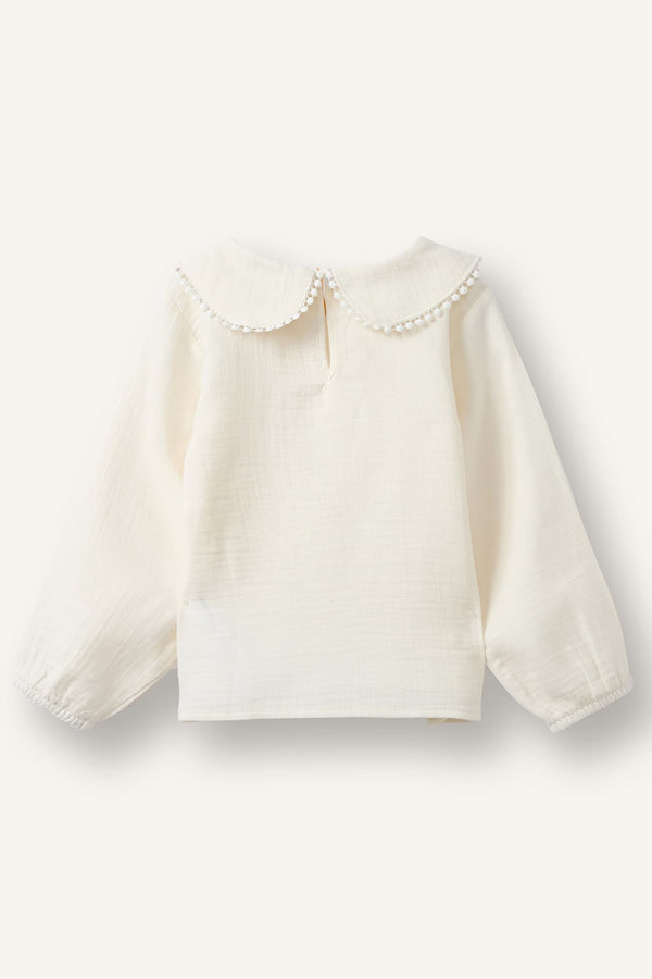 100% Cotton Muslin Long Sleeve Ecru Shirt Baby Girl
