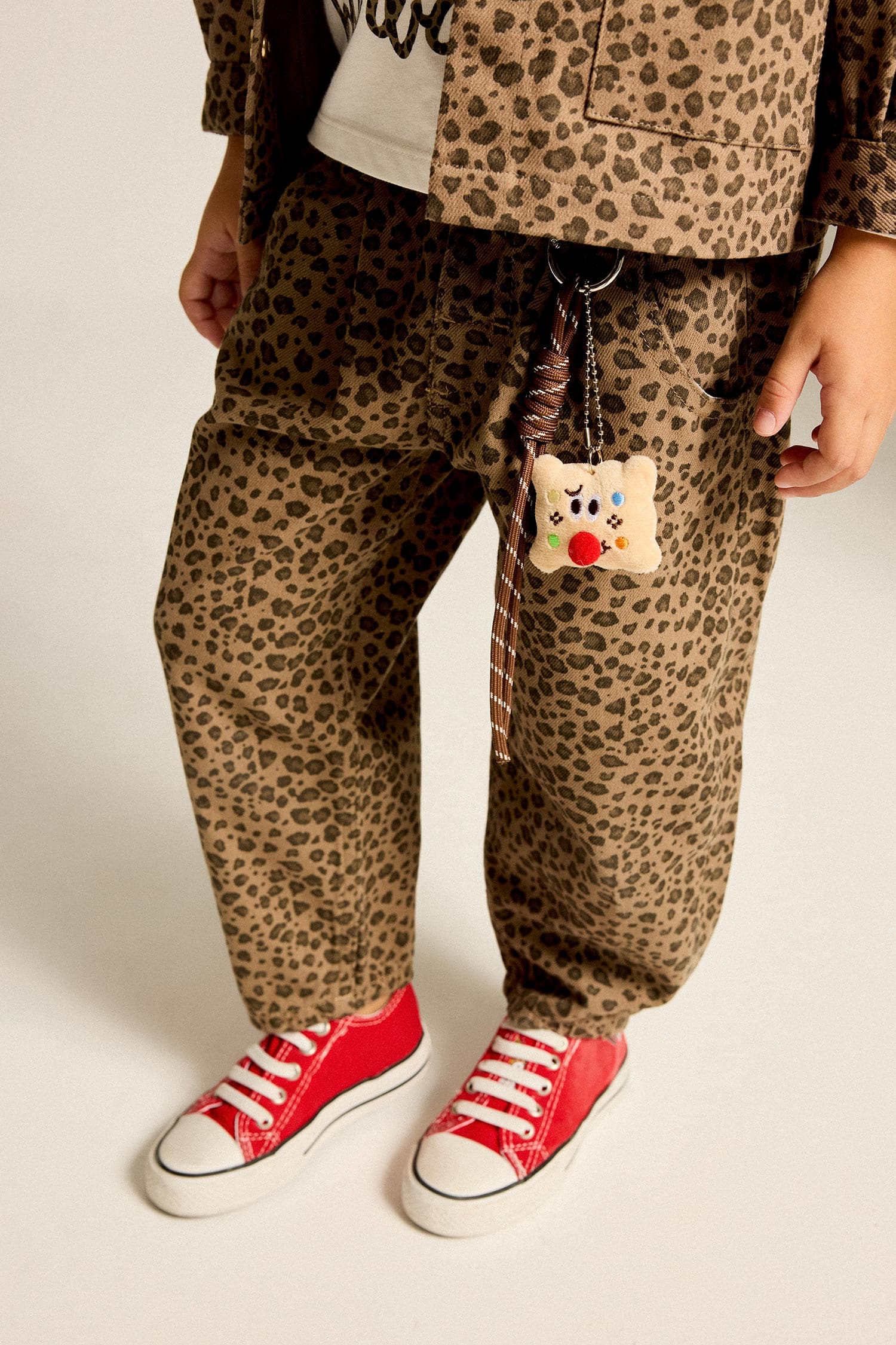 100% Cotton Baggy Fit Stretchy Banded Leg Gabardine Brown Pants Baby Girl Secondary image