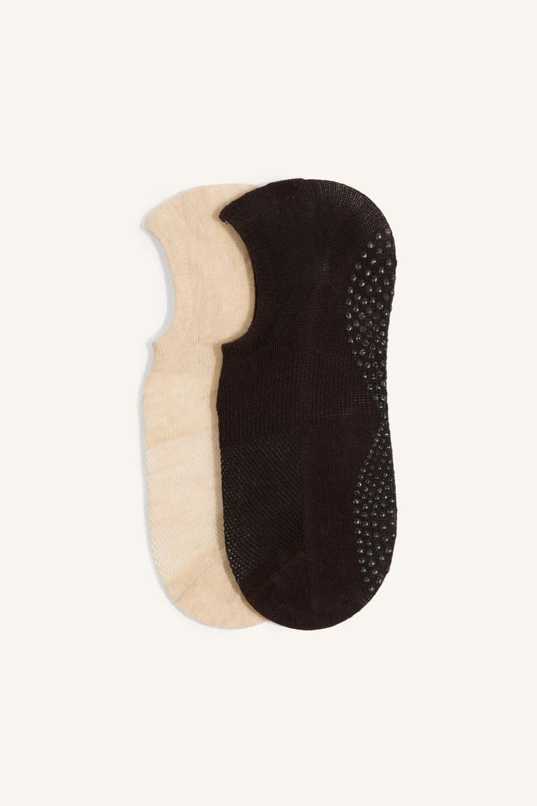 Women Non-Slip Sole 2-Pack Cotton Pilates Socks