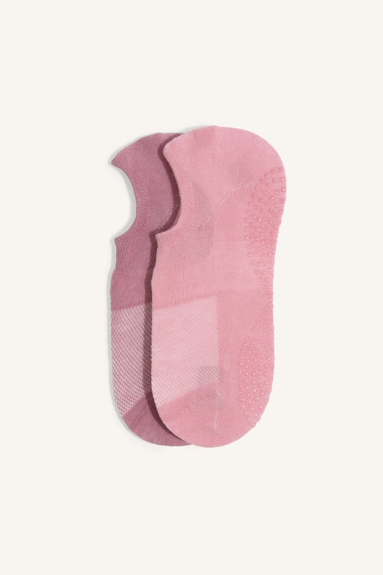 Women Non-Slip Sole 2-Pack Cotton Pilates Socks