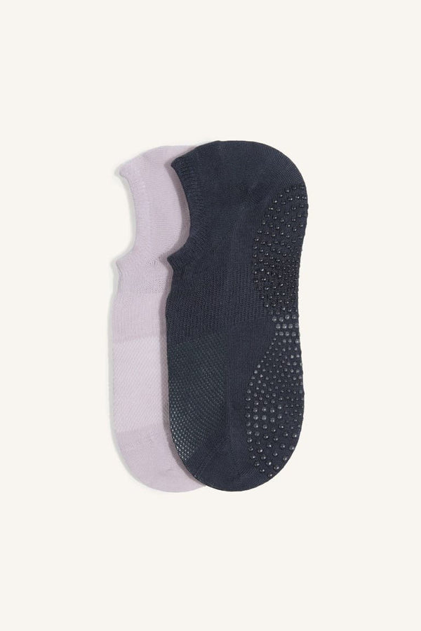 Women Non-Slip Sole 2-Pack Cotton Pilates Socks