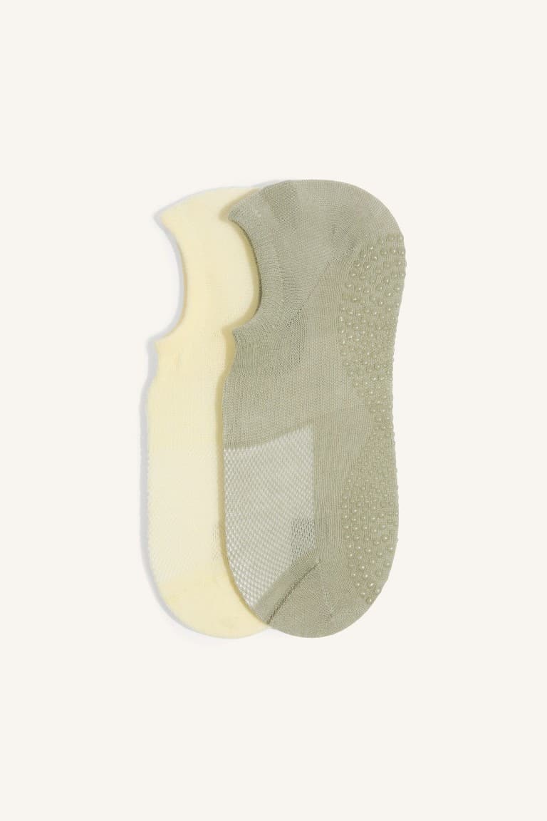 Women Non-Slip Sole 2-Pack Cotton Pilates Socks