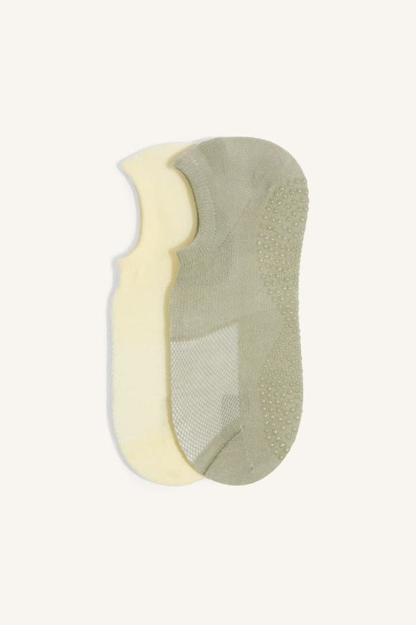 Women Non-Slip Sole 2-Pack Cotton Pilates Socks