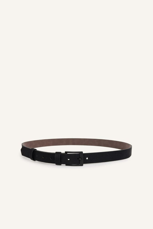 Mens Rectangle Buckle Faux Leather Classic Black Belt
