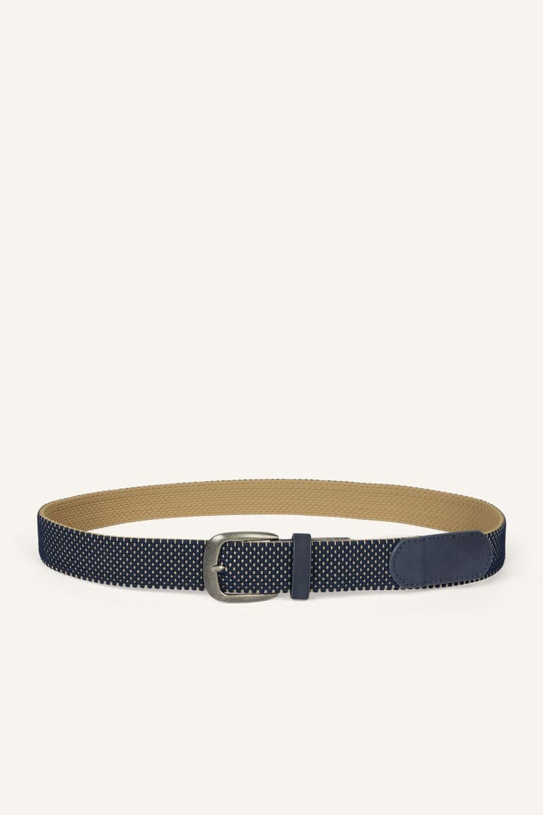 Mens Rectangle Buckle Faux Leather Casual Black Belt Main image