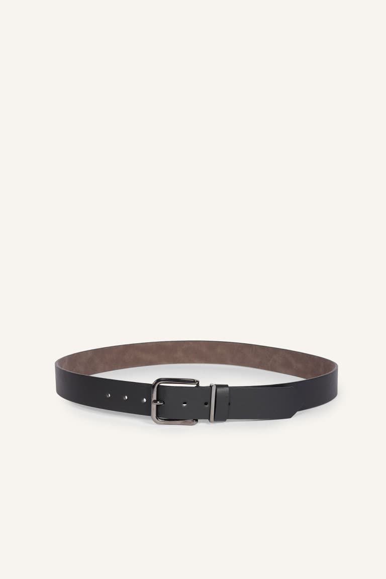 Mens Rectangle Metal Buckle Faux Leather Casual Belt