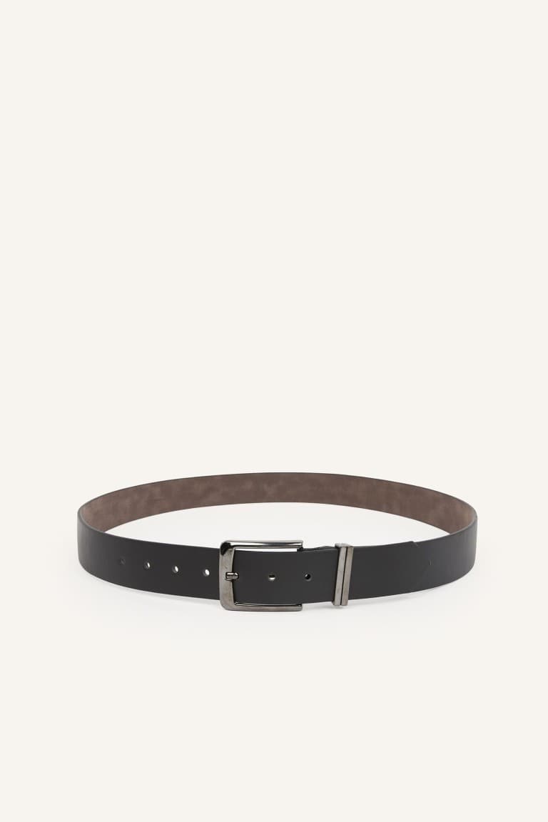 Mens Metal Rectangle Buckle Faux Leather Belt