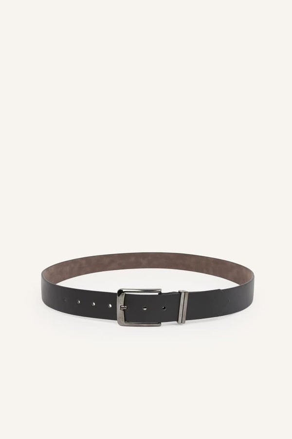 Mens Metal Rectangle Buckle Faux Leather Belt