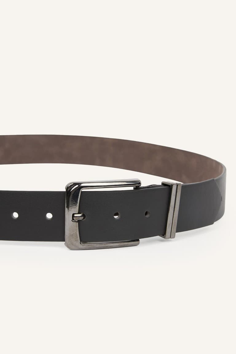 Mens Metal Rectangle Buckle Faux Leather Belt