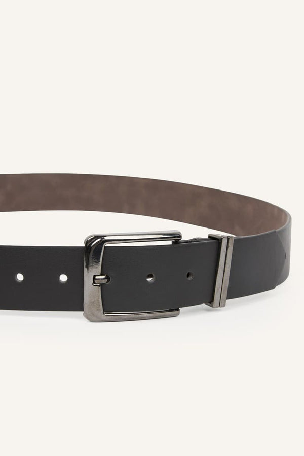 Mens Metal Rectangle Buckle Faux Leather Belt