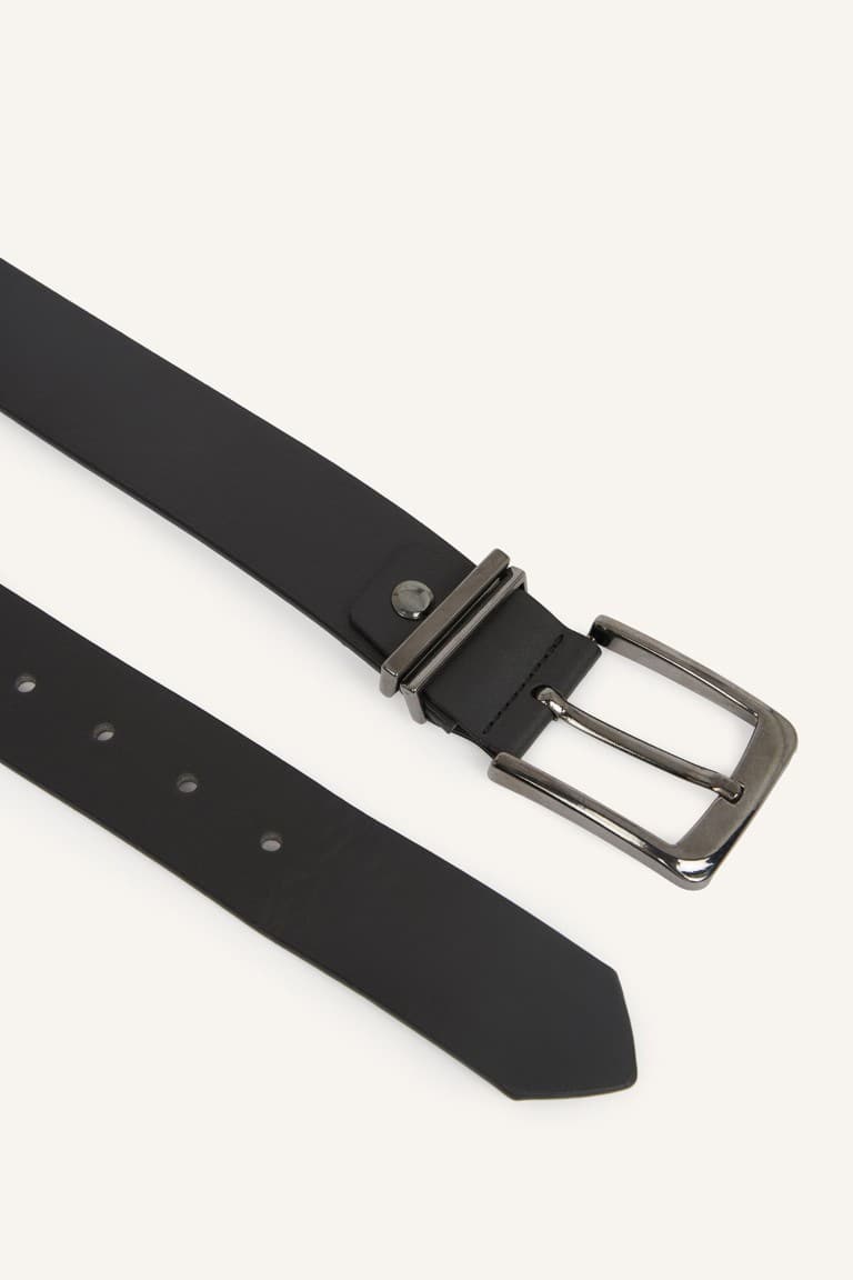 Mens Metal Rectangle Buckle Faux Leather Belt
