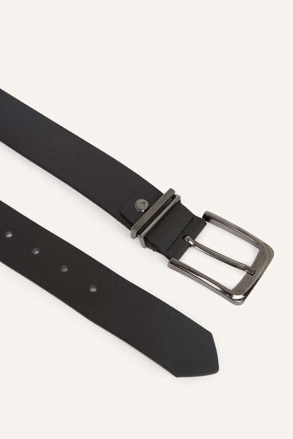 Mens Metal Rectangle Buckle Faux Leather Belt