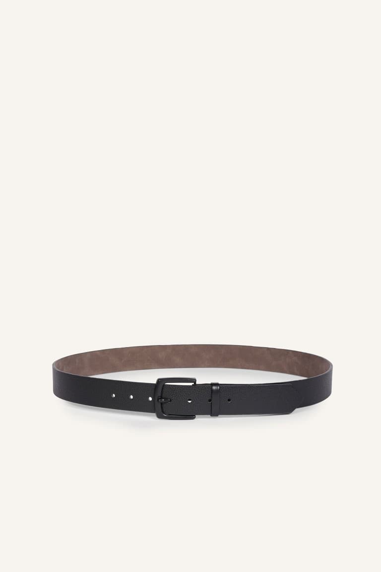 Mens Rectangle Buckle Faux Leather Belt