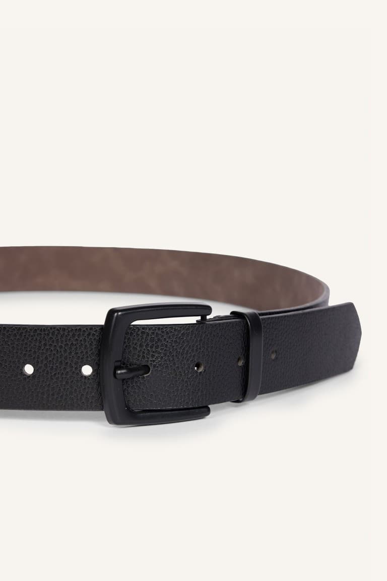 Mens Rectangle Buckle Faux Leather Belt