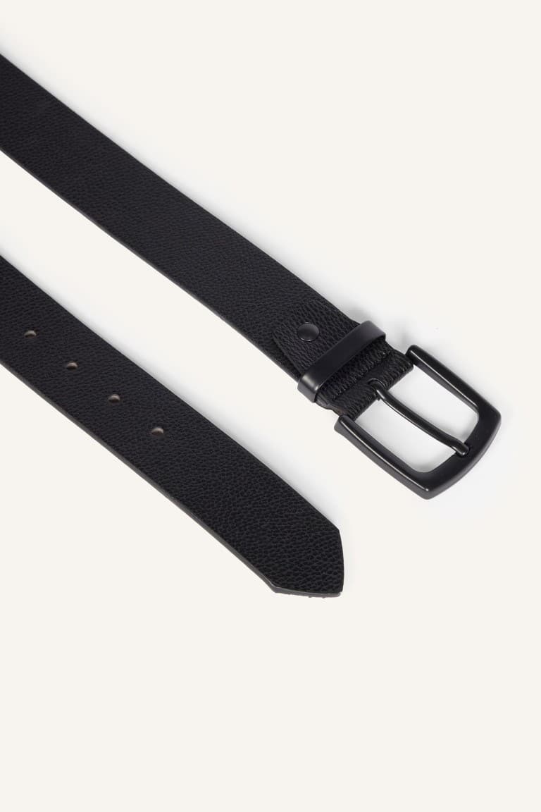 Mens Rectangle Buckle Faux Leather Belt