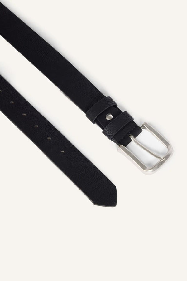 Mens Rectangle Metal Buckle Faux Leather Casual Belt