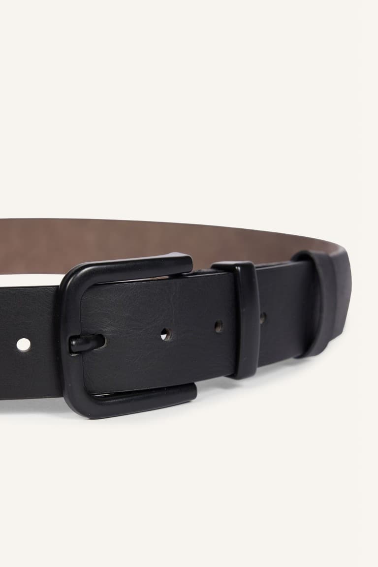 Mens Matte Rectangle Buckle Faux Leather Daily Belt Secondary image
