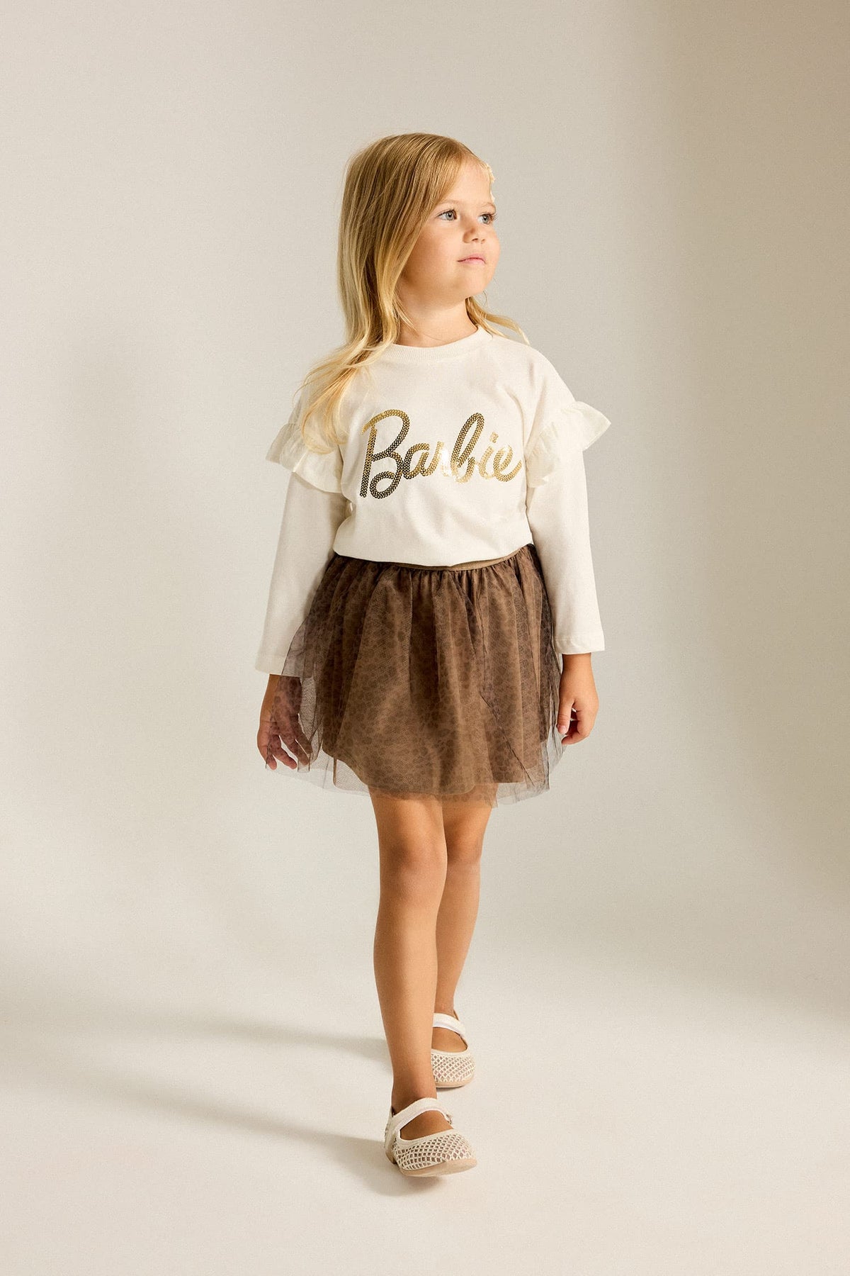 Leopard Print Tulle Brown Mini Skirt Baby Girl Main image