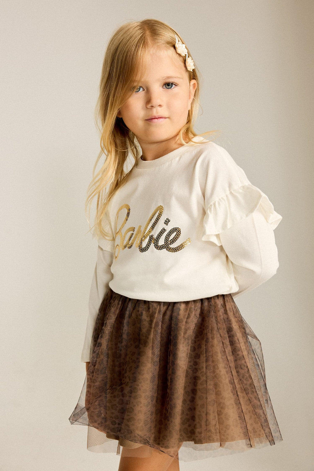 Leopard Print Tulle Brown Mini Skirt Baby Girl