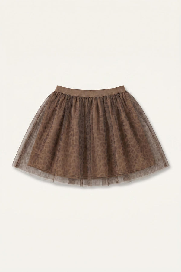 Leopard Print Tulle Brown Mini Skirt Baby Girl