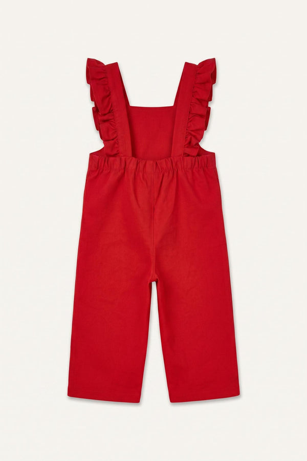 100% Cotton Baby Girl Heart Patterned Gabardine Salopette Jumpsuit