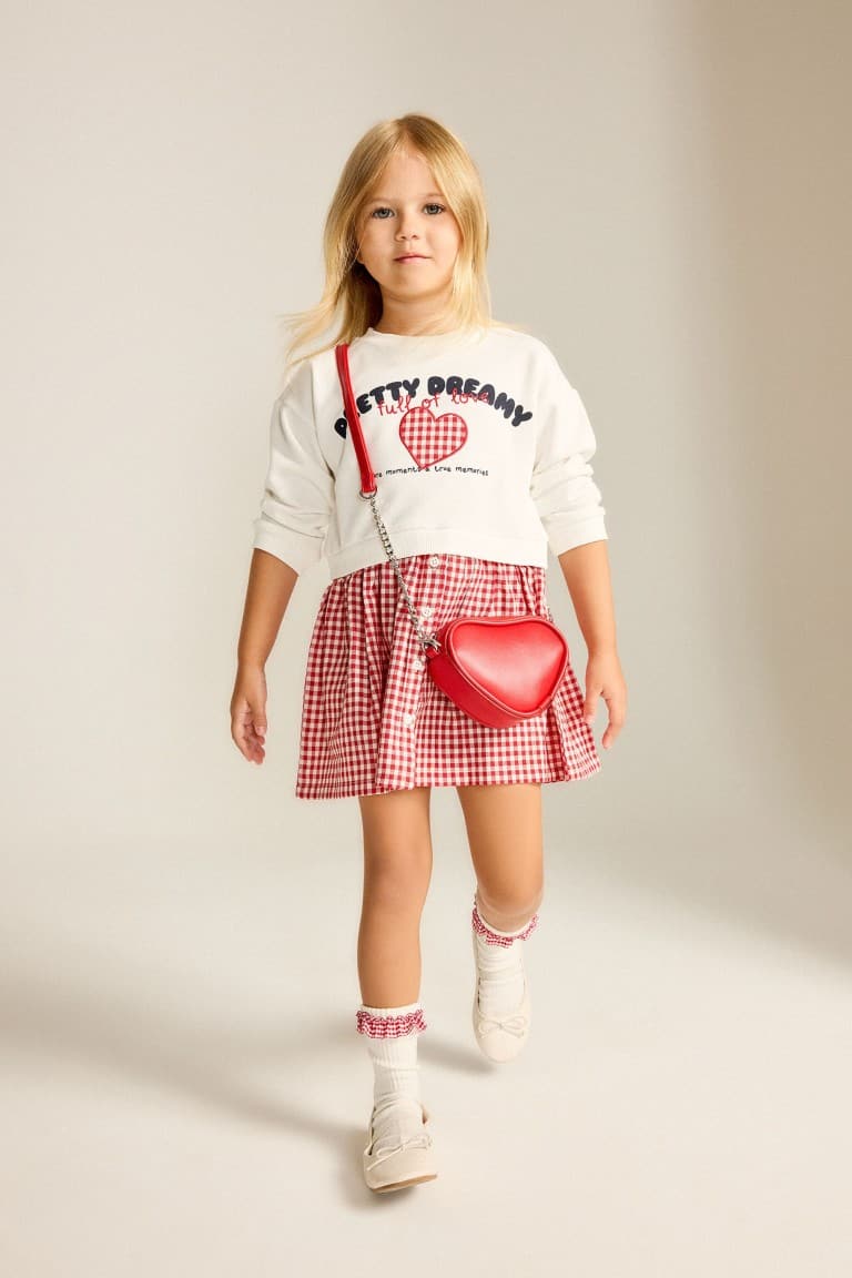 Gingham Long Sleeve White Dress Baby Girl