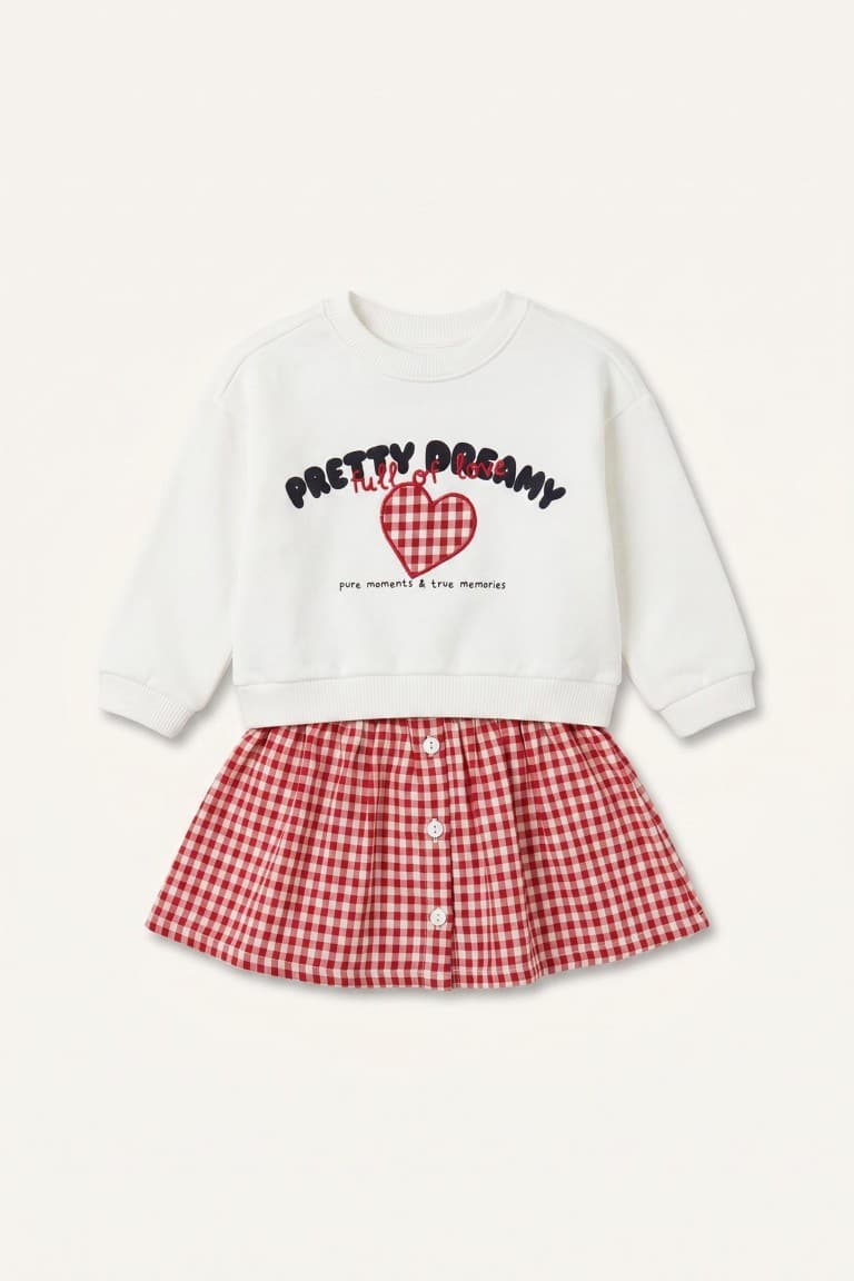 Gingham Long Sleeve White Dress Baby Girl