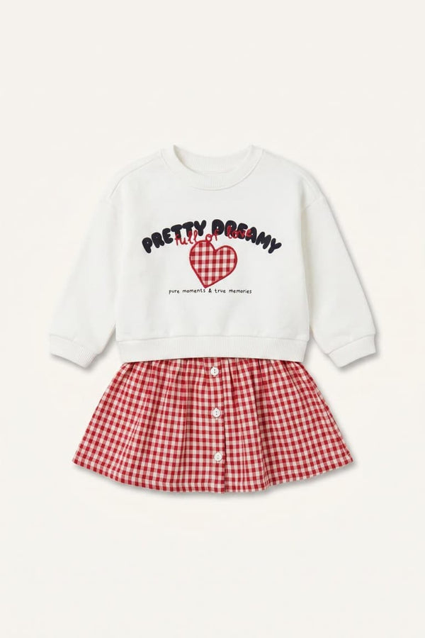 Gingham Long Sleeve White Dress Baby Girl