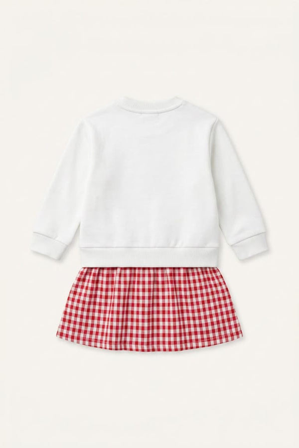 Gingham Long Sleeve White Dress Baby Girl