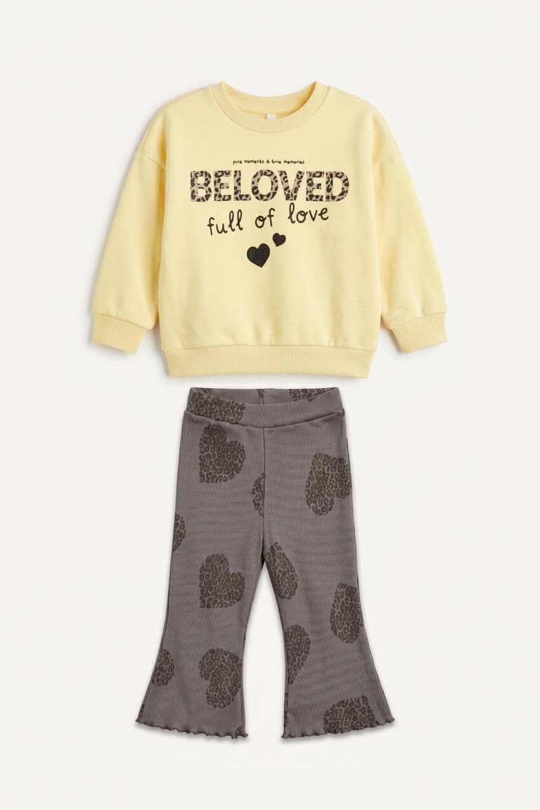 Cotton Printed 2 Light Yellow Set Baby Girl