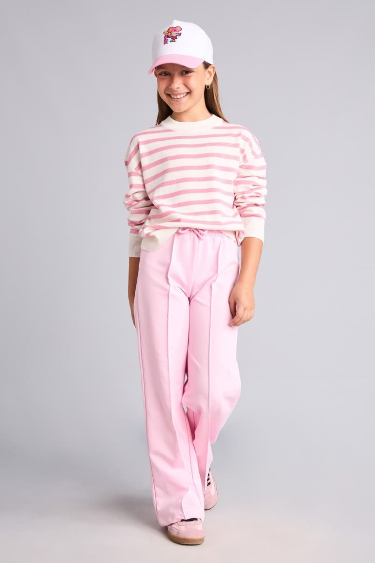 Wide Leg Light Pink Pants Girl