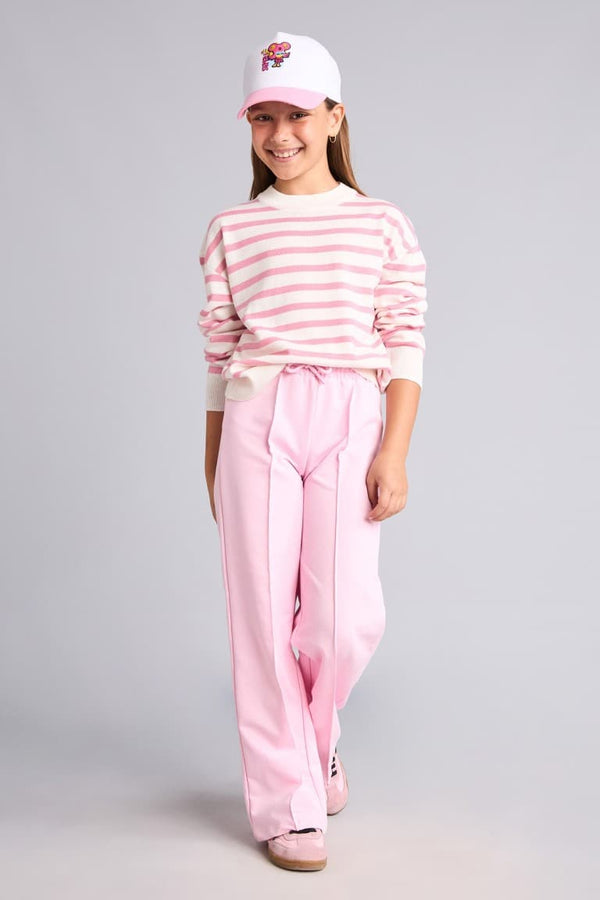 Wide Leg Light Pink Pants Girl
