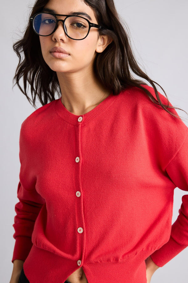 Fitted Crew Neck Knitwear Cardigan