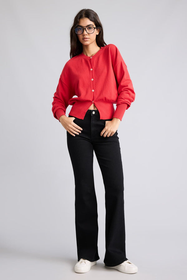 Fitted Crew Neck Knitwear Cardigan