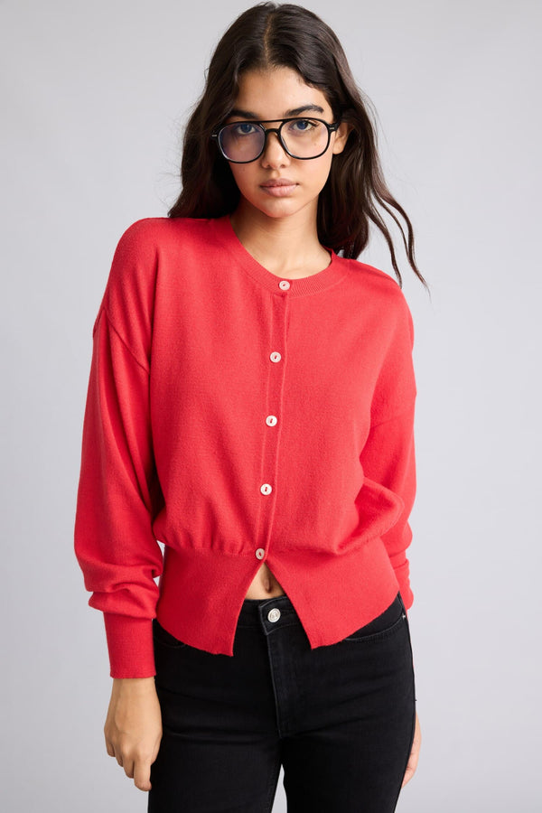 Fitted Crew Neck Knitwear Cardigan