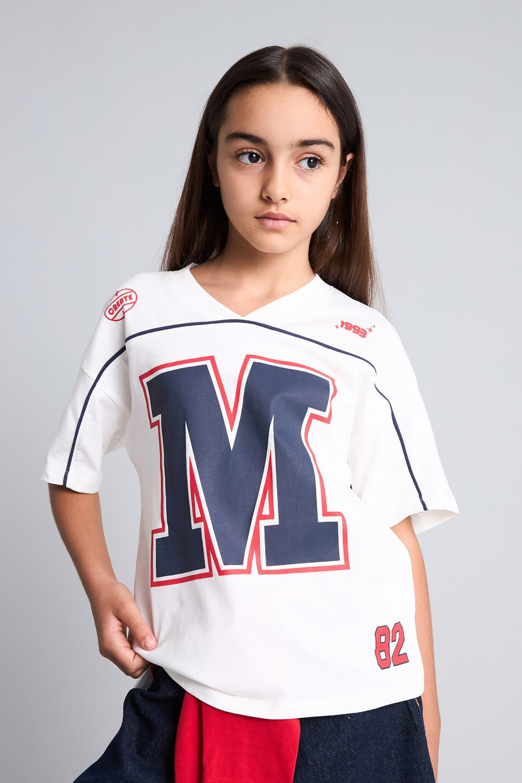 100% Cotton Regular Fit V-Neck Printed Short Sleeve T-Shirt Girls