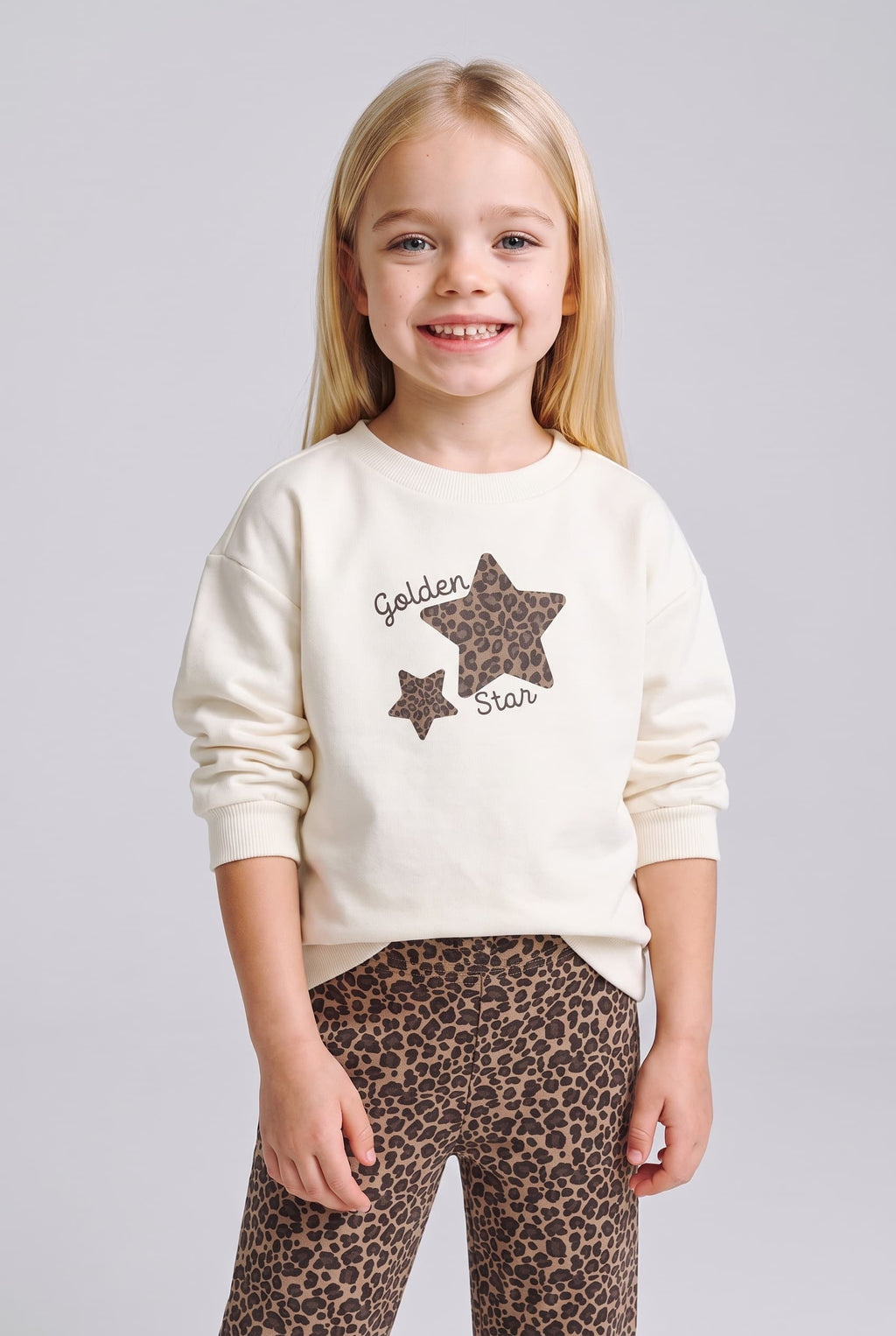 Star Printed Regular Fit Crew Neck Sweatshirt Baby Girl