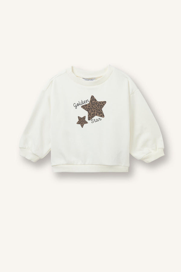 Star Printed Regular Fit Crew Neck Sweatshirt Baby Girl