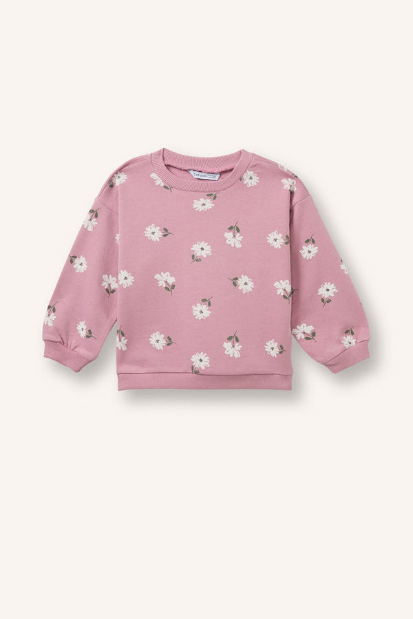 Regular Fit Crew Neck Floral Sweatshirt Baby Girl