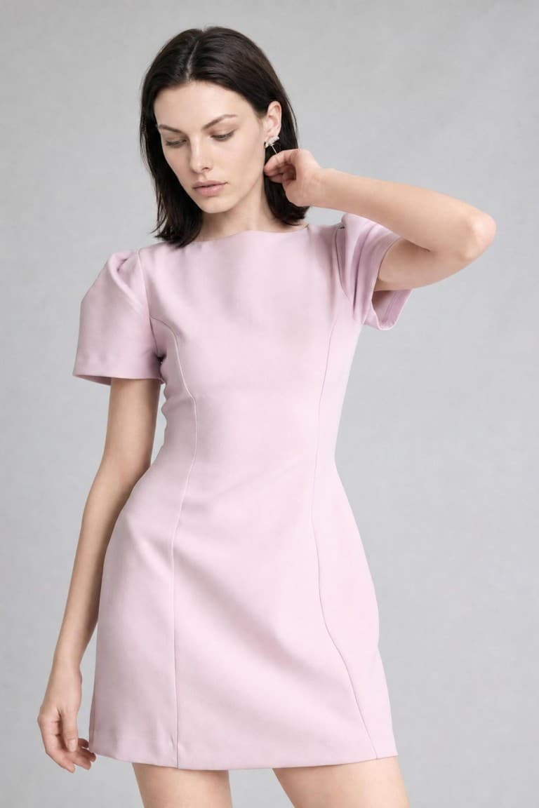 Judge Collar Short Sleeve Wedding Dress