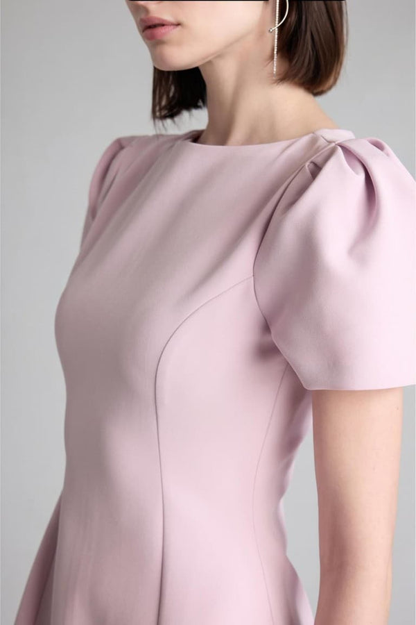 Judge Collar Short Sleeve Wedding Dress