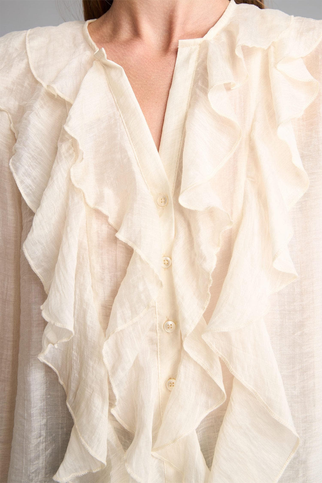 Regular Fit Fluid Fabric Long Sleeve Blouse