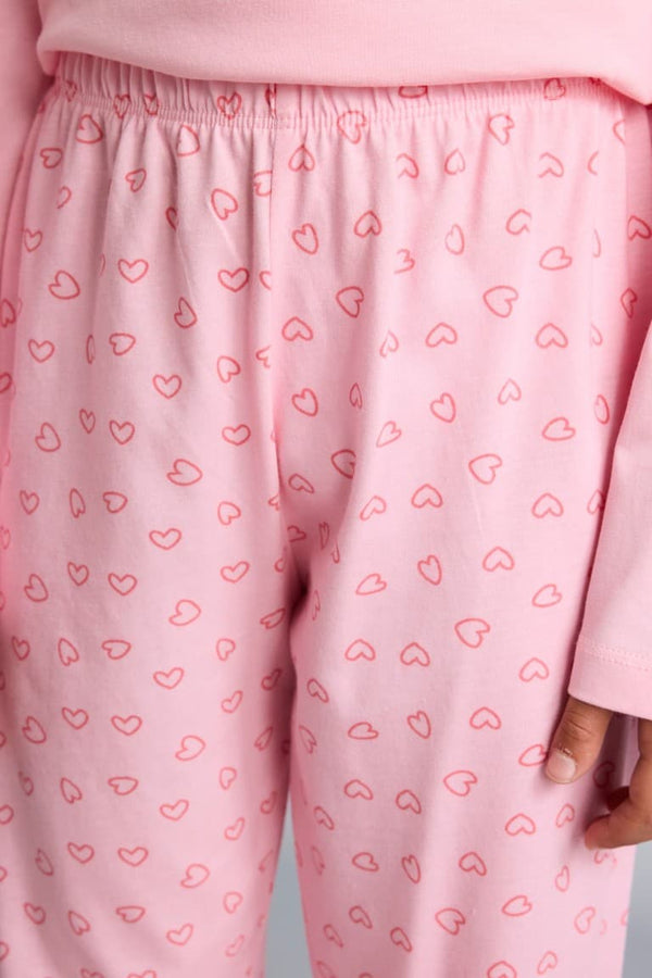 100% Cotton Printed Long Sleeve Elastic Leg Bottom 2 Pcs Pajama Set For Girls