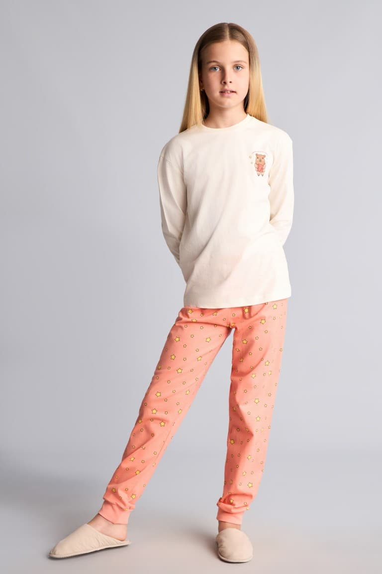 Crew Neck Long Sleeve Printed Regular Fit 2-Piece Pajama Set Girls Main image