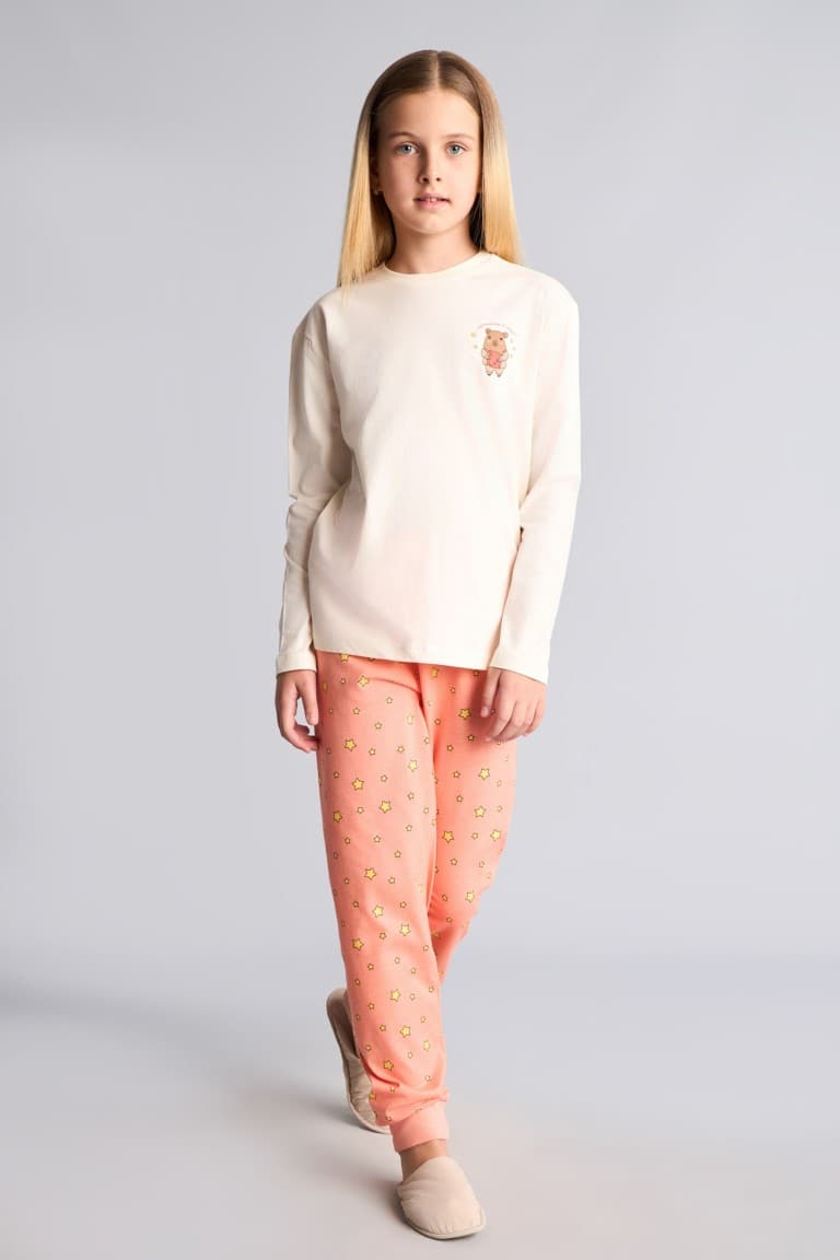 Crew Neck Long Sleeve Printed Regular Fit 2-Piece Pajama Set Girls Secondary image