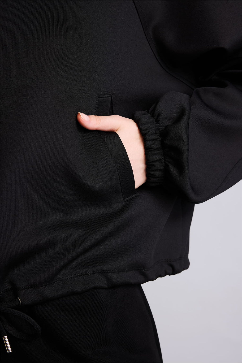Overless Polo Collar Scuba Diver Fabric Zippered Cardigan