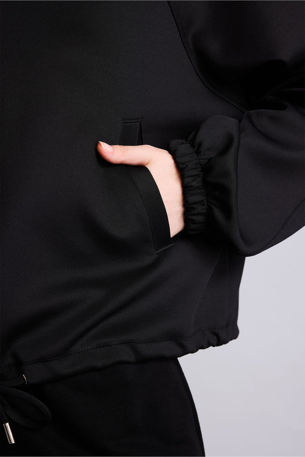 Overless Polo Collar Scuba Diver Fabric Zippered Cardigan