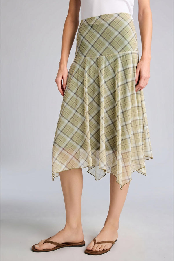 A-Line Checkered Normal Waist Tulle Skirt